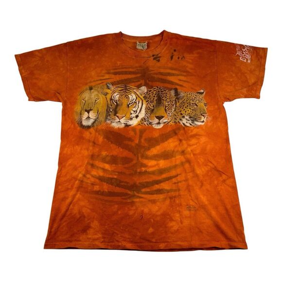 Vtg The Mountain Big Cat Rescue T-Shirt Large Tiger Lion Animal Tie Dye Distress - Picture 1 of 10